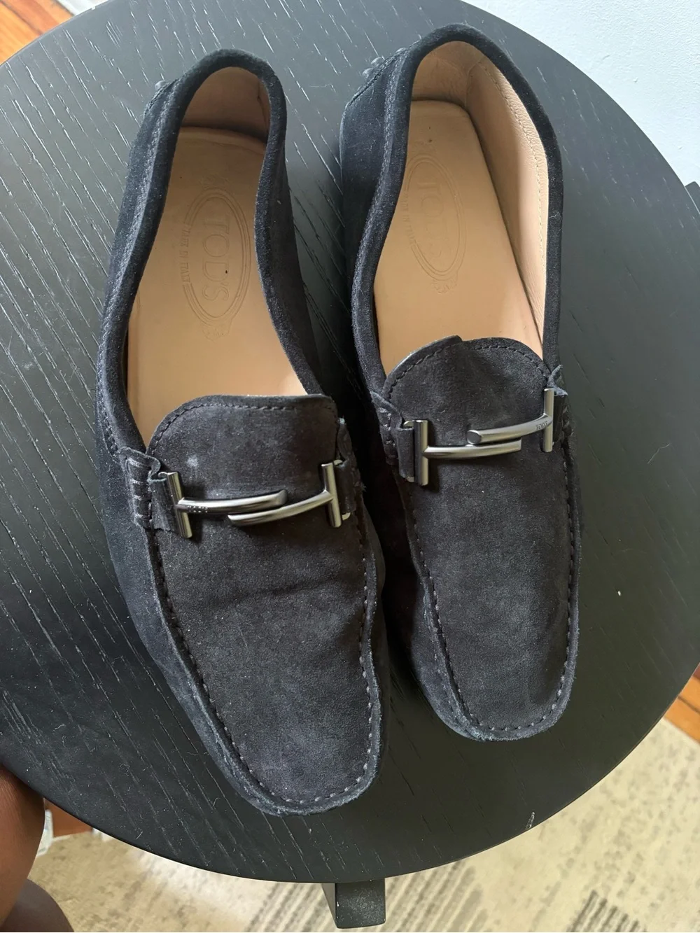 Tod's Black Suede Bit-Detail Slip-On Loafers